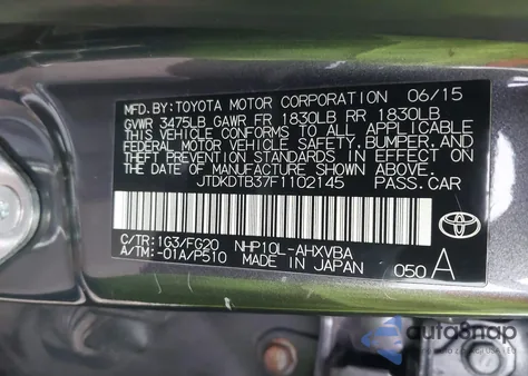 2015 Toyota Prius C Two from USA, damaged, VIN JTDKDTB37F1102145